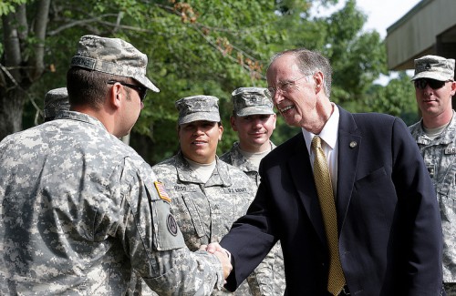 Governor Bentley visiting with members of the Alabama National Guard in Decatur on Thursday, August 8, 2013. (Governor's Office, Jamie Martin)