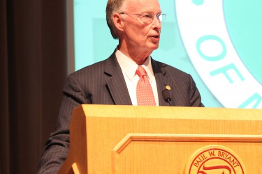Alabama Gov. Robert Bentley speaks at the Alabama League of Municipalities Annual Convention in Tuscaloosa, Ala., Saturday, May 16, 2015. (Governor's Office, Daniel Sparkman)