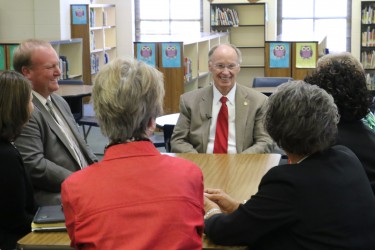 Alabama Governor Robert Bentley meets with leaders in education and tours Monroeville Elementary School, Monday, March 21, 2016, in Monroeville, Ala. The school provides an outstanding educational experience for more than 600 students in Pre-Kindergarten through 4th grade. Gov. Bentley discussed many issues affecting education in rural Alabama, particularly the lack of high-speed, high-capacity internet, or broadband, and the need to expand Alabama's First Class Pre-K program. (Governor's Office, Jamie Martin)