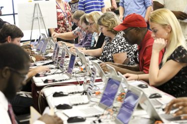 Job seekers register at the Dothan Regional Job Fair at the civic center in Dothan, Ala, Tuesday, Sept. 13, 2016. The job fair hosted more than 80 employers with more than 800 jobs available. Alabama Gov. Robert Bentley, State Labor Secretary Fitzgerald Washington and Dothan Mayor Mike Schmitz were also on hand at the large job fair, the fifth one held in the state in 2016. (Governor's Office, Jamie Martin)